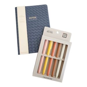 Eccolo Blue Woven Journal & 5 Ink Pens Bundle